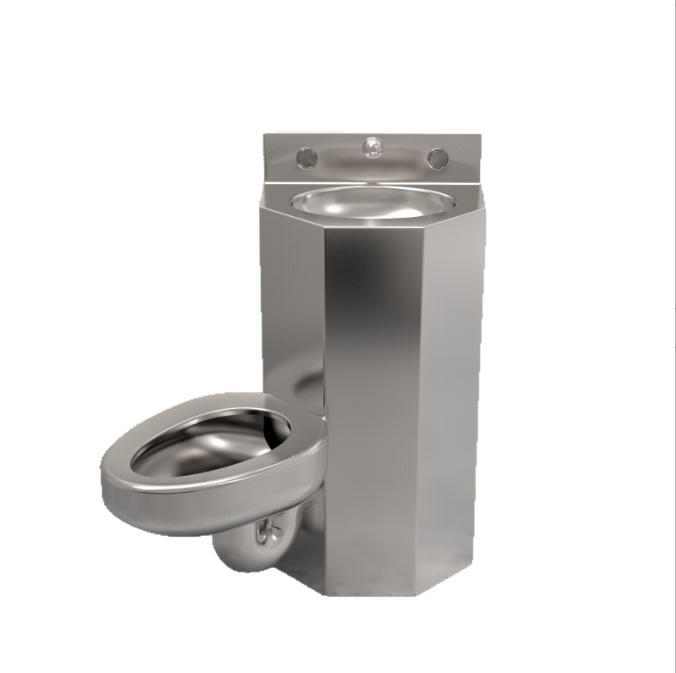 GN20 Custom  304/316 Stainless Steel Prison Combination Toilet Left Side