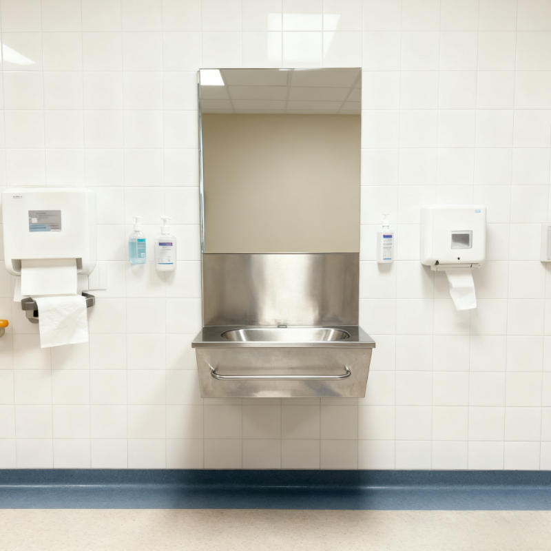 G-ZY029 Wall-mounted 304 Stainless Steel Hand Wash Basin with Integrated Mirror