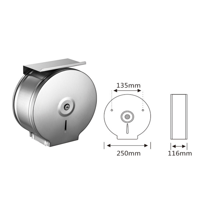 GN-Y38 Stainless Steel Jumbo Toilet Paper Dispenser with Shelf