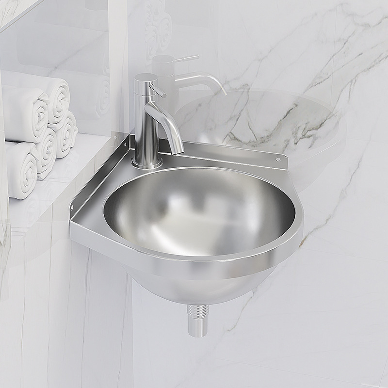 GN52 304 Stainless Steel Corner Wall-Mounted Hand Wash Sink