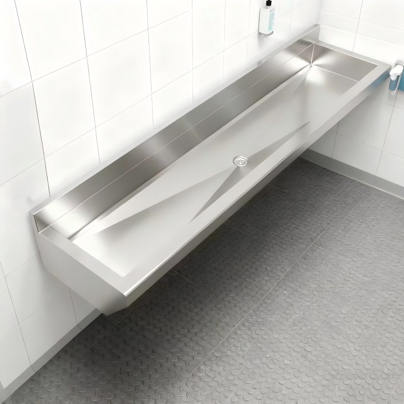 GN48 304 Stainless Steel Wall-Mounted Trough Hand Wash Sink