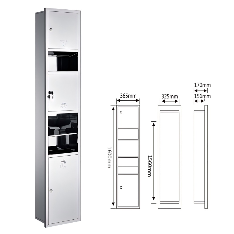 GN-Y55 304 Stainless Steel 3-in-1 Public Restroom Hygiene Combo Station